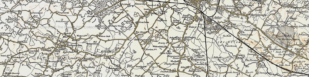 Old map of Chilmington Green in 1897-1898