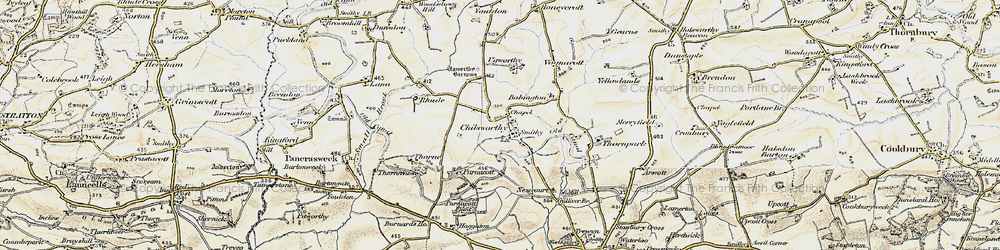 Old map of Chilsworthy in 1900