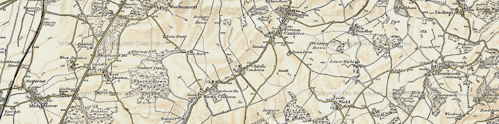 Old map of Chilton Candover in 1897-1900