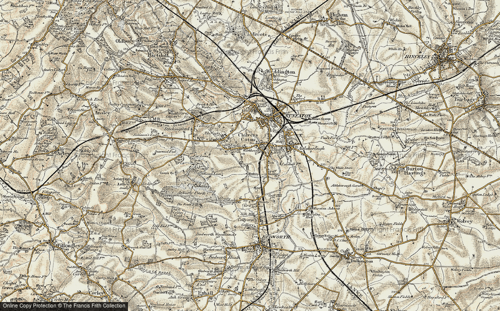 Old Map of Chilvers Coton, 1901-1902 in 1901-1902