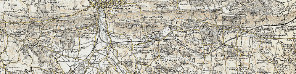 Old map of Chilworth in 1898-1909