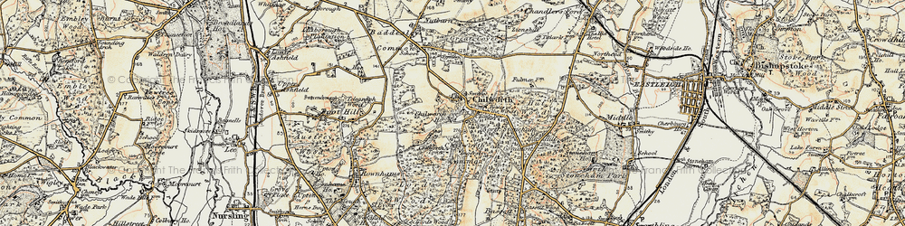 Old map of Chilworth Old Village in 1897-1909
