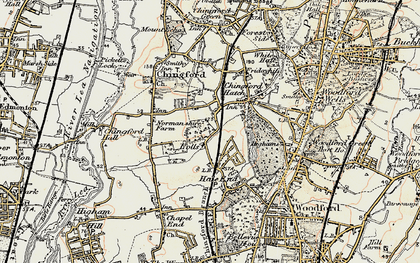 Old map of Chingford Hatch in 1897-1898