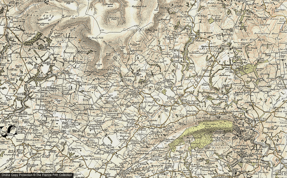 Old Map of Historic Map covering Wolf Fell in 1903-1904