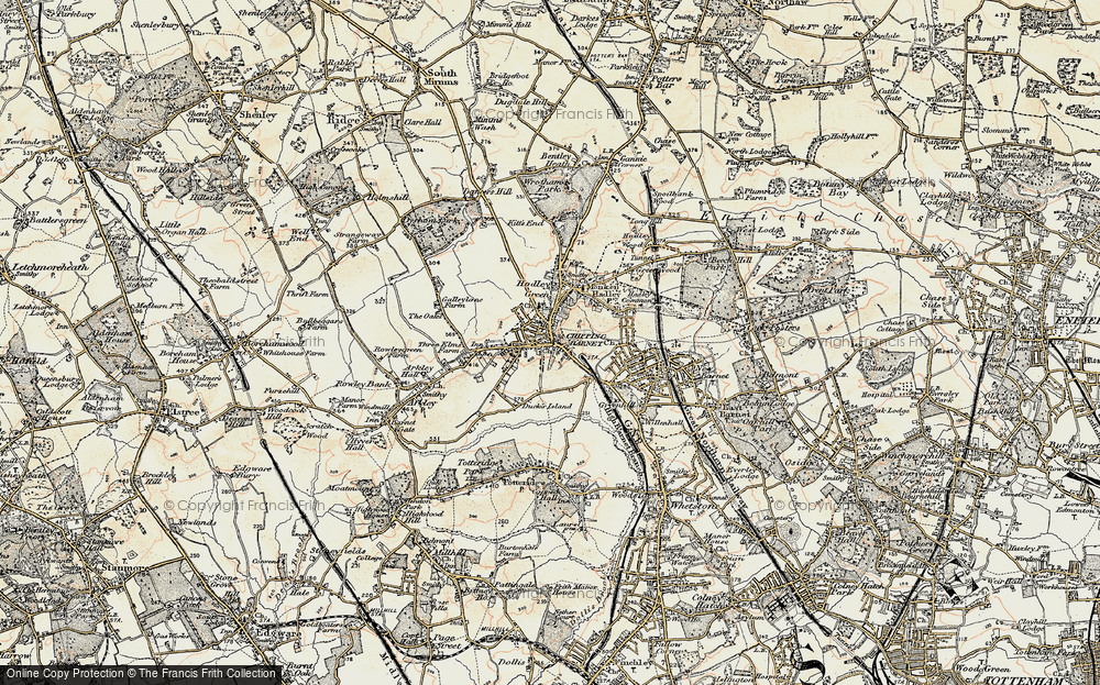 Old Map of Historic Map covering Barnet in 1897-1898
