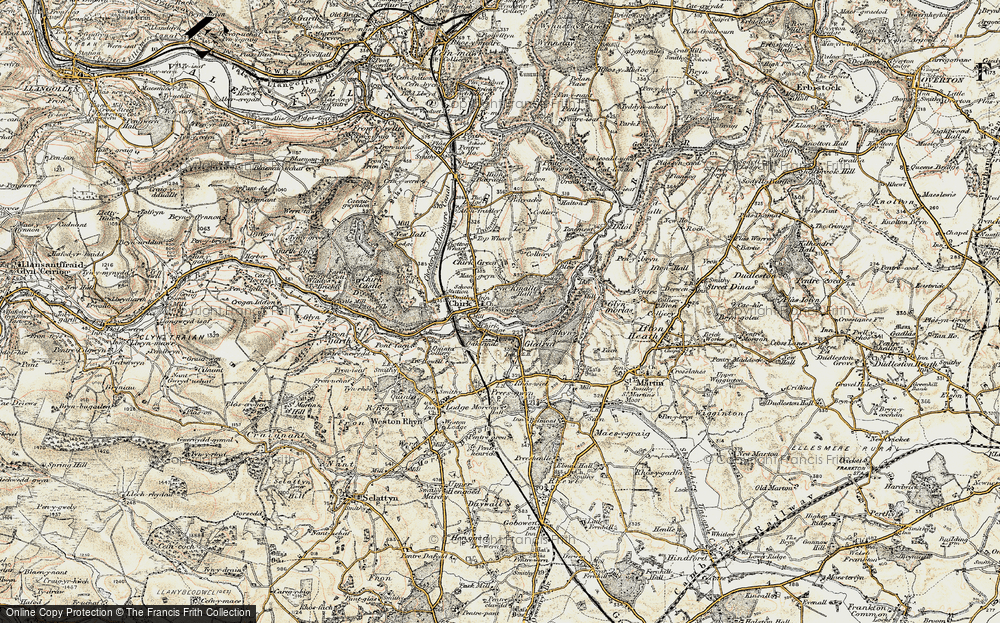 Old Map of Chirk, 1902 in 1902