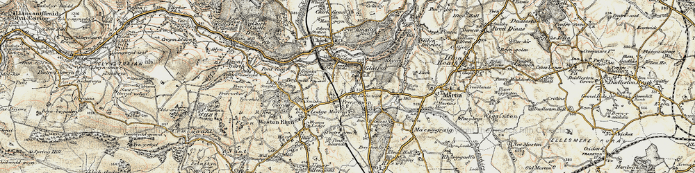 Old map of Chirk Bank in 1902