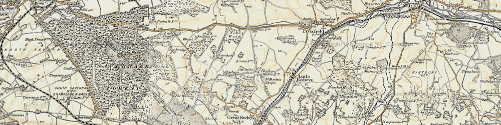 Old map of Almshouse Copse in 1897-1899