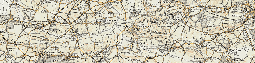Old map of Chiselborough in 1898-1900