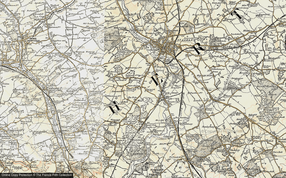 Old Map of Historic Map covering Bone Hill in 1897-1898