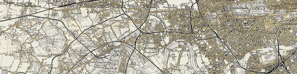 Old map of Chiswick in 1897-1909
