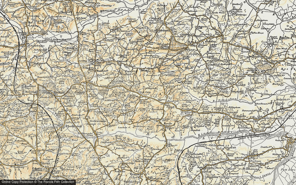 Old Map of Historic Map covering Brede Green Cott in 1898