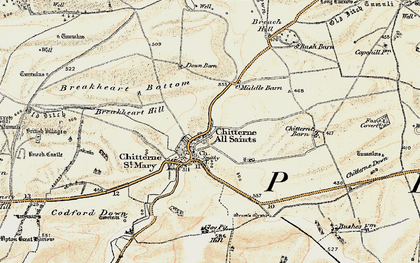 Old map of Chitterne in 1897-1899