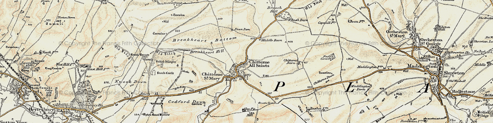 Old map of Chitterne in 1897-1899