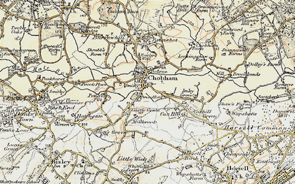 Old map of Chobham in 1897-1909