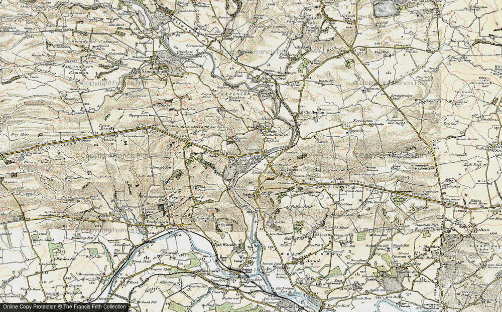 Old Map of Historic Map covering Brunton Ho in 1901-1903