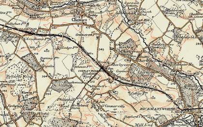 Old map of Chorleywood in 1897-1898