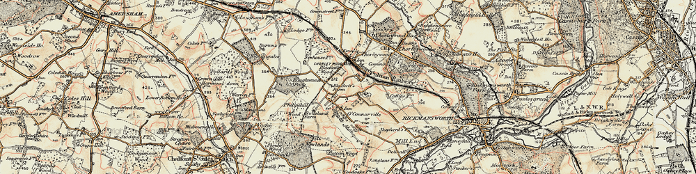 Old map of Chorleywood Bottom in 1897-1898