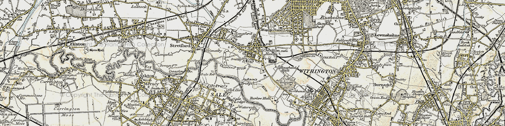 Old map of Chorlton-cum-Hardy in 1903