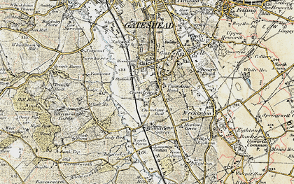 Old map of Chowdene in 1901-1904