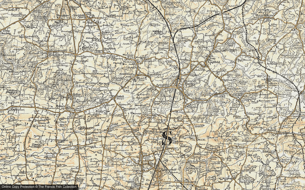 Old Map of Historic Map covering Butlersgreen Ho in 1898