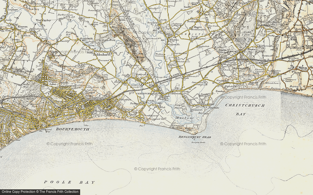 Old Map of Christchurch, 1899-1909 in 1899-1909