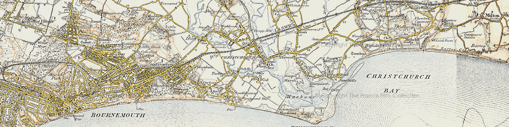 Old map of Christchurch in 1899-1909