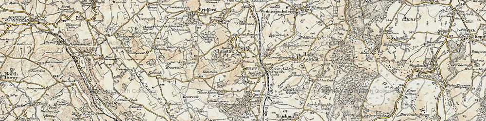 Old map of Christow in 1899-1900