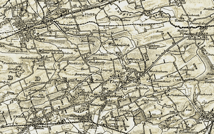 Old map of Chryston in 1904-1905