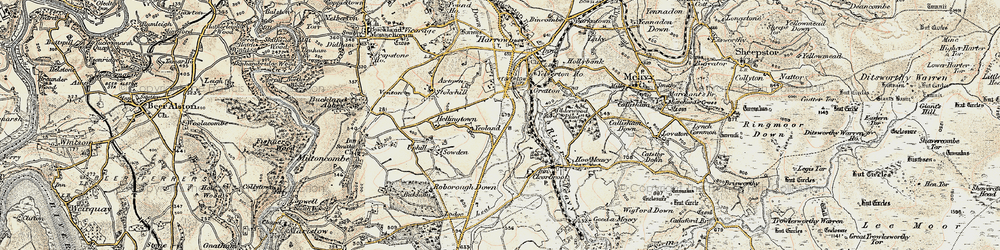 Old map of Chub Tor in 1899-1900