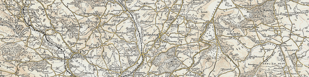 Old map of Chudleigh in 1899-1900