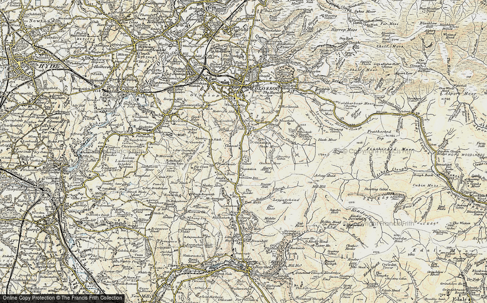 Old Map of Historic Map covering Burnt Hill in 1903