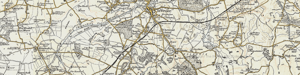 Old map of Church Aston in 1902