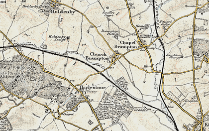 Old map of Church Brampton in 1898-1901