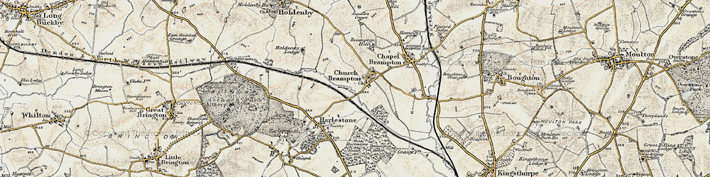 Old map of Church Brampton in 1898-1901