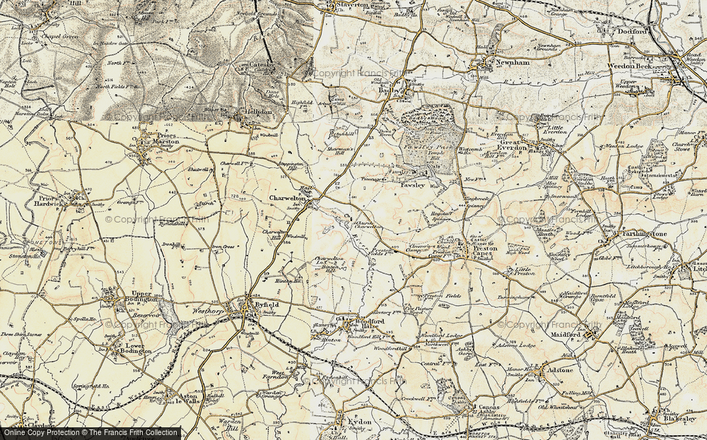 Old Map of Church Charwelton, 1898-1901 in 1898-1901