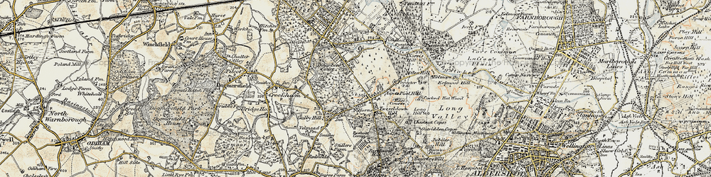 Old map of Church Crookham in 1898-1909