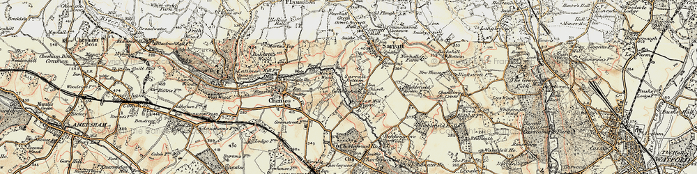 Old map of Church End in 1897-1898