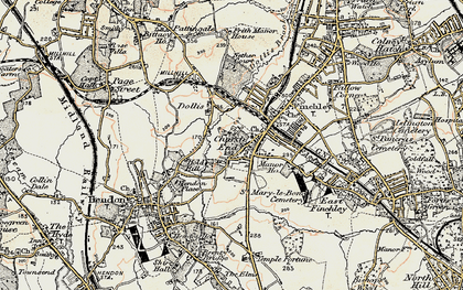 Old map of Church End in 1897-1898