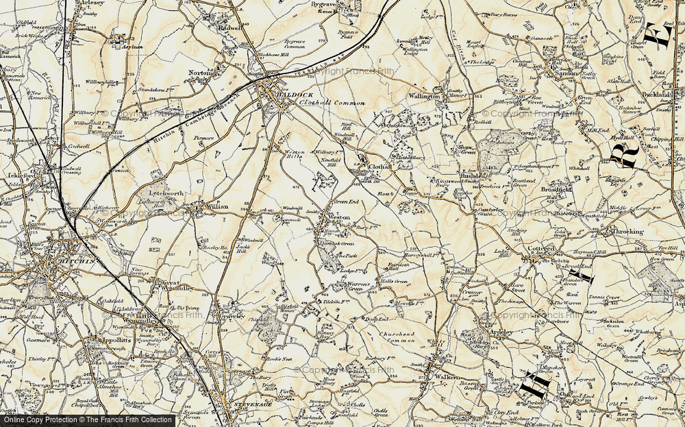 Old Map of Historic Map covering Weston Bury in 1898-1899