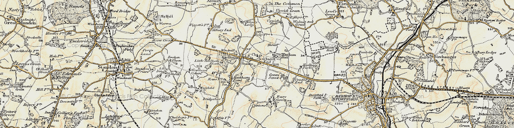 Old map of Church End in 1898-1899