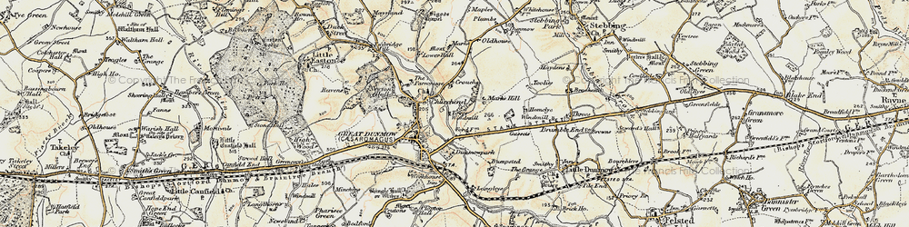 Old map of Merks Hall in 1898-1899