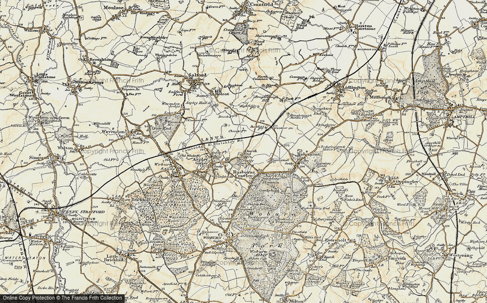 Old Map of Historic Map covering Husborne Crawley in 1898-1901