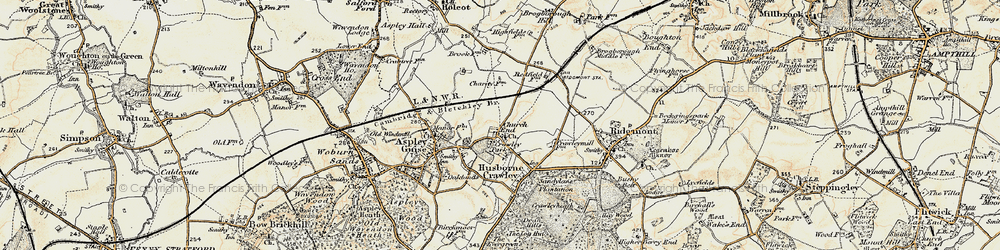 Old map of Husborne Crawley in 1898-1901