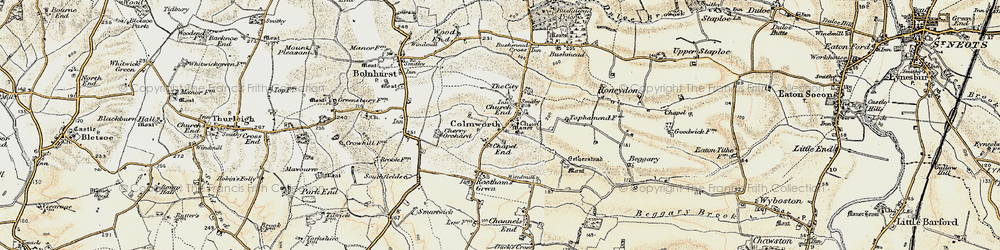 Old map of Church End in 1898-1901