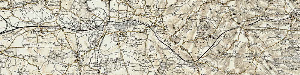 Old map of Church End in 1901-1902