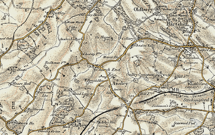 Old map of Church End in 1901-1902