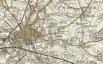 Old map of Church End in 1901-1902