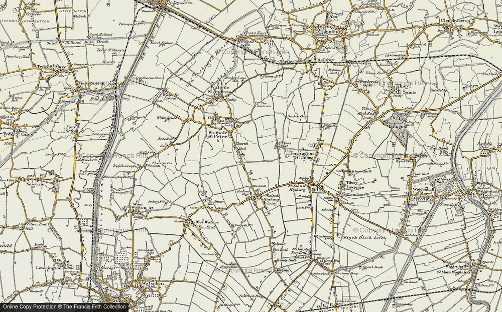 Old Map of Historic Map covering Broken Cross in 1901-1902