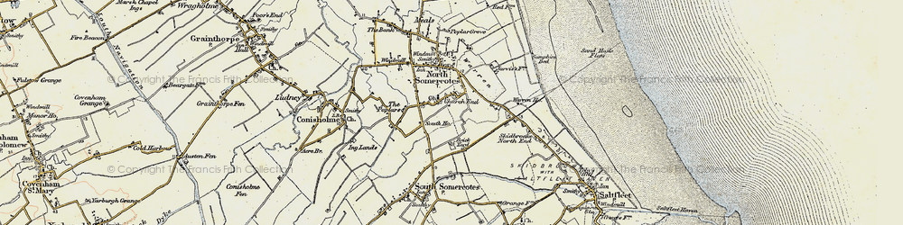 Old map of Church End in 1903-1908